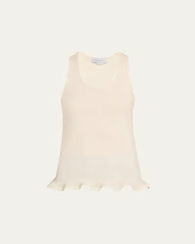 Stella Mccartney Frilled Hem Rib Tank Top In Neutral