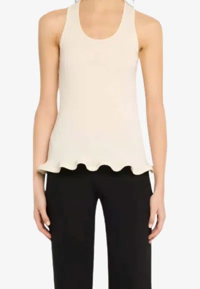 Stella Mccartney Frilled Hem Rib Tank Top In White
