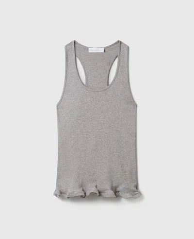 Stella Mccartney Frilled Hem Ribbed Tank Top In Gray