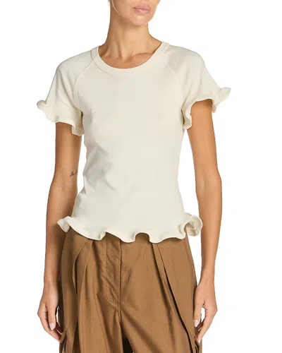 Stella Mccartney Frilled Hem Ribbed Tee In White
