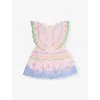 Stella Mccartney Ruffled Embroidered Dress In Rosa/multicolor