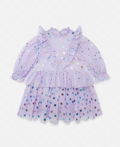 Stella Mccartney Kids' Frilled Pleated Tulle Dress In Lavender