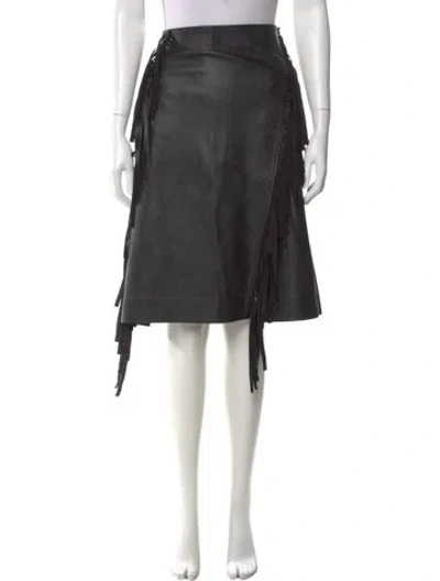 Pre-owned Stella Mccartney Fringe Trim Accent Knee-length Skirt In Gray