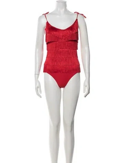 Pre-owned Stella Mccartney Fringe Trim Accent One-piece W/ Tags In Red