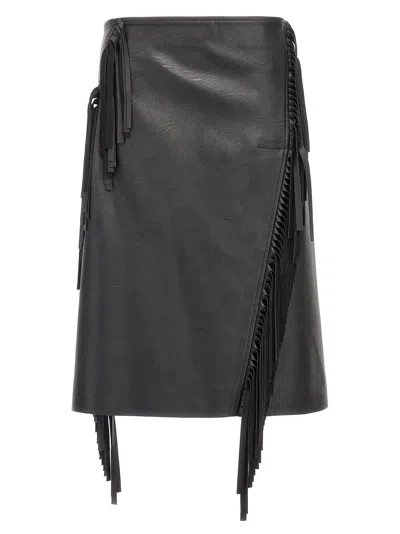 Stella Mccartney Fringed Alter Mat Skirt In Black