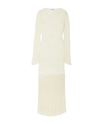 Stella Mccartney Fringed Crocheted Maxi Dress In White