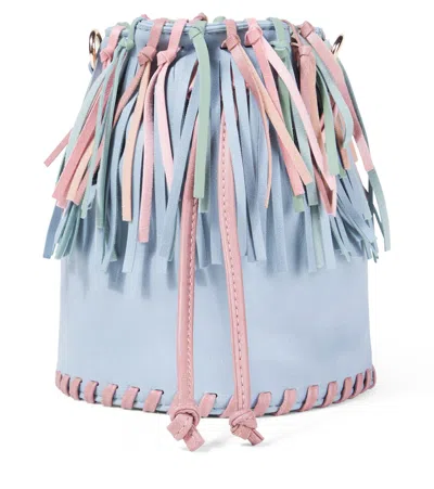 Stella Mccartney Kids' Fringed Bucket Bag In Gray