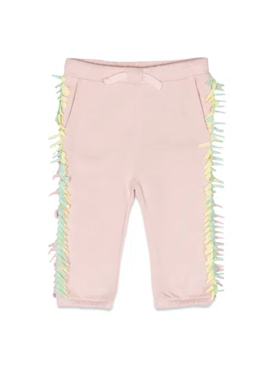 Stella Mccartney Babies' Fringed Cotton Track Pants In Pink