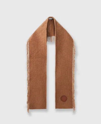 Stella Mccartney Fringed Logo Scarf In Camel