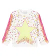 Stella Mccartney Fringed Printed Cotton Jersey Sweatshirt In Multi