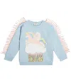 Stella Mccartney Fringed Printed Cotton Sweatshirt In Blue