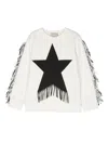 Stella Mccartney Fringed Star Cotton Sweatshirt In White