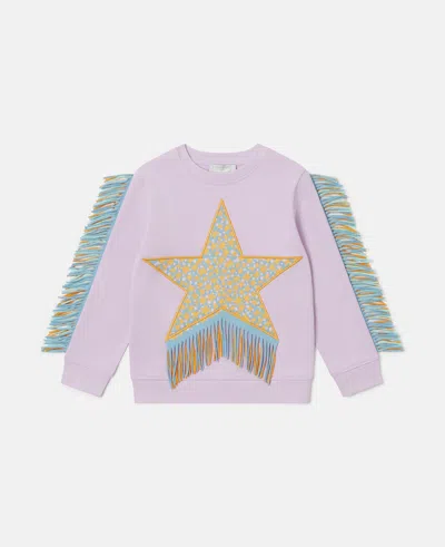 Stella Mccartney Kids' Fringed Star Graphic Sweatshirt In Pink