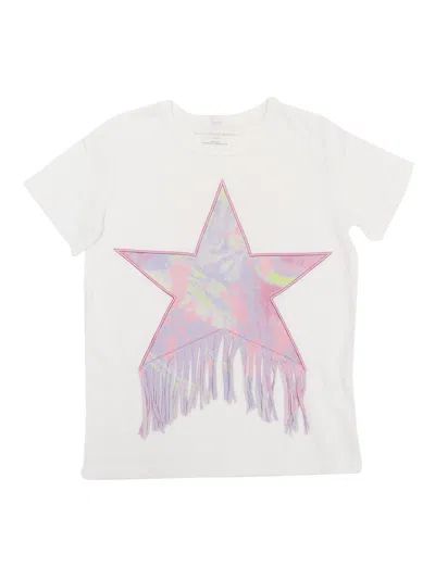 Stella Mccartney Fringed Star T-shirt In Bianco
