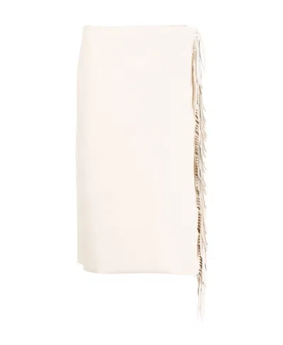 Stella Mccartney Fringed Wrap Skirt In White