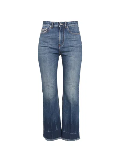 Stella Mccartney Frayed-edge Cropped Jeans With Hight Waist In Blue