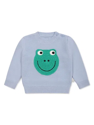 Stella Mccartney Babies' Frog-appliqué Sweater In Blue