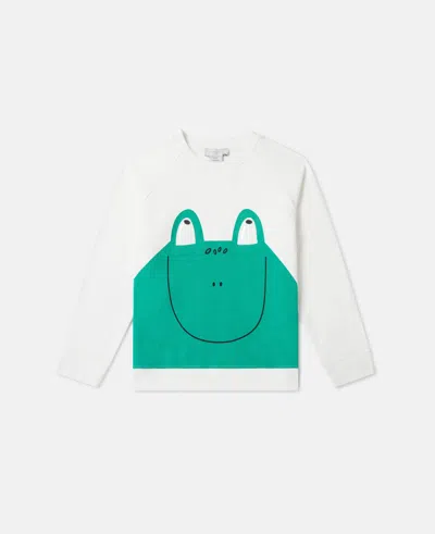 Stella Mccartney Frog Graphic Crewneck Sweatshirt In White/green
