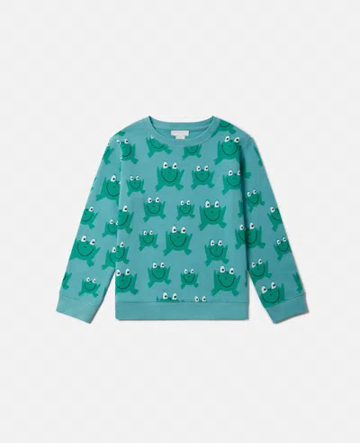 Stella Mccartney Frog Print Crewneck Sweatshirt In Blue