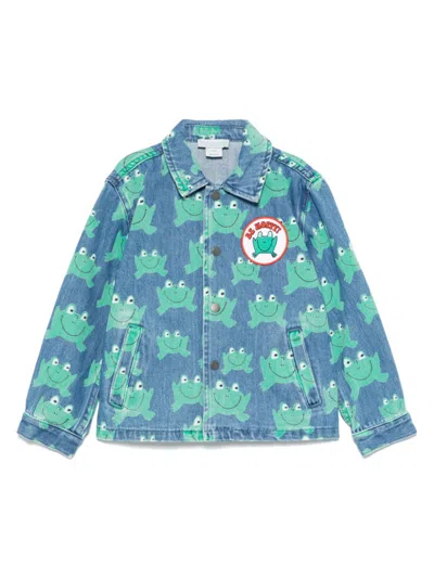Stella Mccartney Kids' Frog-print Denim Jacket In Blue
