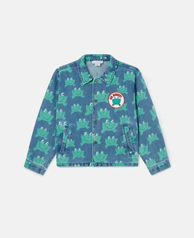 Stella Mccartney Frog Print Denim Jacket In Blue