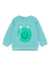 Stella Mccartney Light Blue Sweatshirt For Baby Boy With Frog In Blue