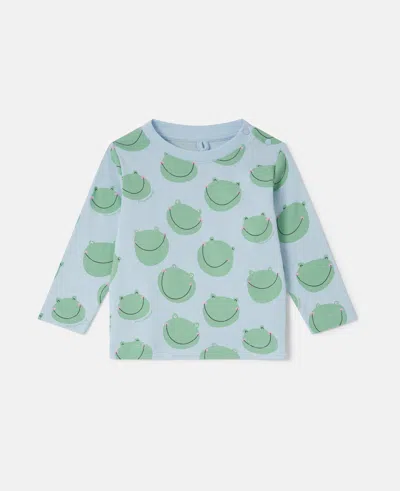 Stella Mccartney Babies' Frog Print Sweatshirt In Blue/green