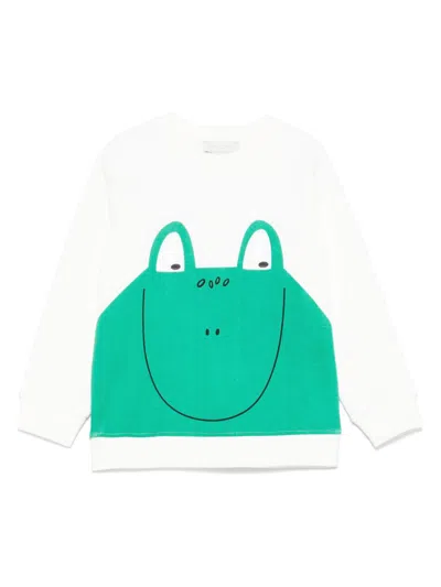 Stella Mccartney Kids' Sweatshirt Mit Frosch-print In Weiss