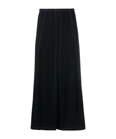 Stella Mccartney Front-slit Midi Skirt In Black