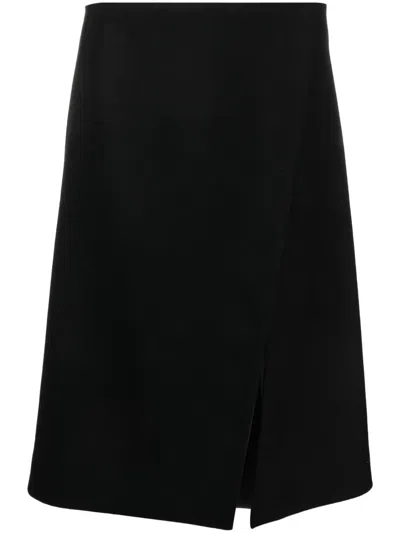 Stella Mccartney Front-slit Midi Skirt In Black