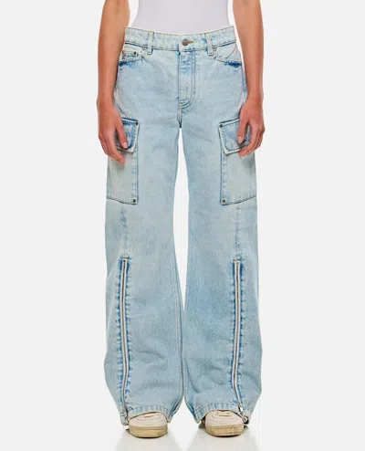 Stella Mccartney Front Zip Cargo Denim In Sky Blue