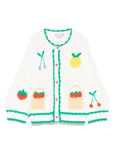 Stella Mccartney Kids' Fruit-embroidered Cardigan In Cream