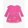 Stella Mccartney Fuchsia Bow-appliqué Woven Dress 12-36 In Pink