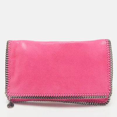 Pre-owned Stella Mccartney Fuchsia Faux Suede Falabella Fold Over Clutch