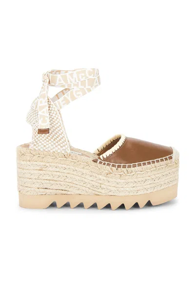 Stella Mccartney Gaia 80 Whipstitched Wedge Sandal In Multi