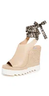 Stella Mccartney Gaia Alter Mat Platform Wedges In Beige