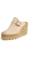Stella Mccartney Gaia Synthetic Suede Wedge Mules In Brown