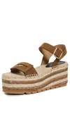 Stella Mccartney Gaia Alter Suede Sandals Pecan In Brown