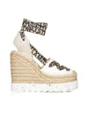 Stella Mccartney Gaia Logo-jacquard And Cotton-canvas Wedge Espadrilles