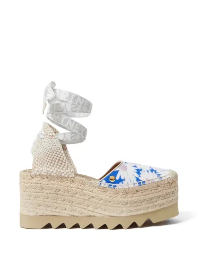 Stella Mccartney Gaia Daisy-print Platform Espadrilles In Blue