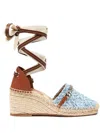 Stella Mccartney Gaia Denim Boucle Espadrilles In Blue