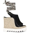 Stella Mccartney 'gaia' Black Wedges With Jacquard Logo And Rope Heel Woman In Black