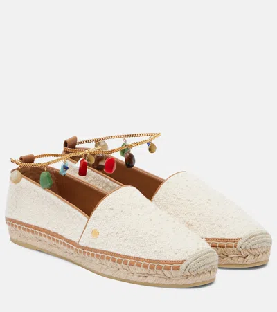 Stella Mccartney Gaia Embellished Canvas Espadrilles In White