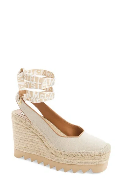 Stella Mccartney Gaia Espadrille Wedge Slingback Pump In Neutral