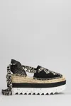 Stella Mccartney Black Organic Canvas Gaia Platform Espadrilles In Black