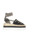 Stella Mccartney Stella Mc Cartney Gaia Wedge Espadrillas In Deep Black