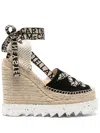 Stella Mccartney Black Gaia Canvas Espadrilles In Neutral