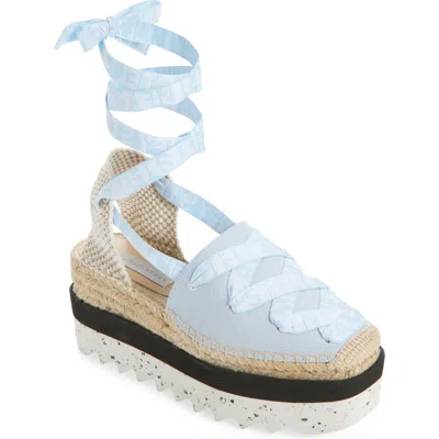 Stella Mccartney Gaia Logo Strap Espadrille In Blue