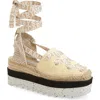 Stella Mccartney Gaia Logo Strap Espadrille In Yellow