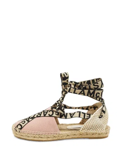 Pre-owned Stella Mccartney Gaia Logo-strap Espadrilles In Pink